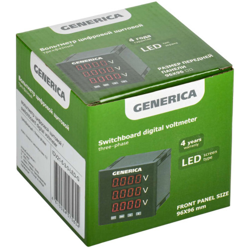 Вольтметр цифровой щитовой трехфазный 96х96мм LED GENERICA