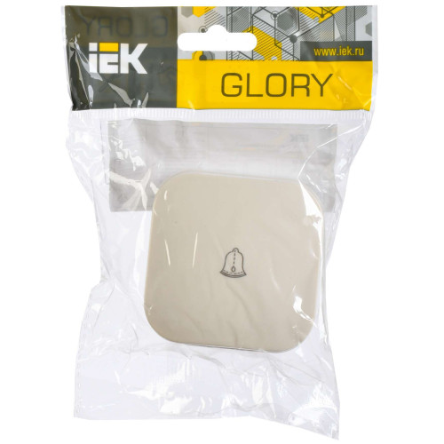 GLORY Выключатель 1-клавишный для открытой установки самовозвратный 10А ВСс20-1-0-ХК кремовый IEK
