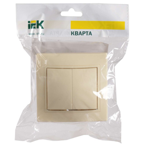 KVARTA Выключатель 2-клавишный 10А ВС10-2-0-ККм кремовый IEK