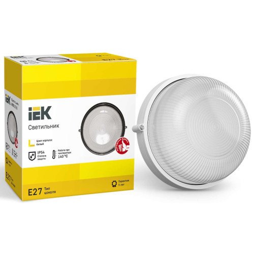Светильник НПП1301 круг 60Вт IP54 белый IEK