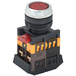 Кнопка ABLFS-22 красный d=22мм неон/240В 1з+1р IEK