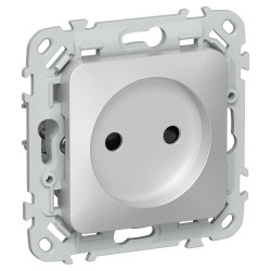 FLITE Розетка без заземления с защитными шторками 10А РСш01-0-ФлА алюминий IEK