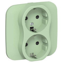 FLITE Розетка 2-местная с заземлением с защитными шторками безвинтовое крепление 16А РСш12-1-А-ФлФ фисташковый IEK
