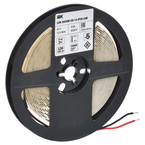 Лента светодиодная 5м LSR-2835W120-12-IP20-24В IEK