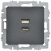 BRITE Розетка USB A+C 45Вт высокоскоростная зарядка РЮ11-2-БрГ графит IEK