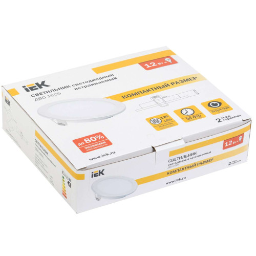 Светильник ДВО 1605 белый круг LED 12Вт 4000 IP20 IEK