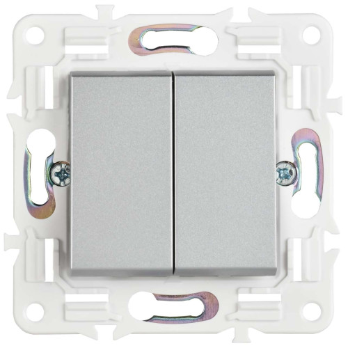 SKANDY Выключатель 2-клавишный проходной 10А SK-V05S серебряный IEK