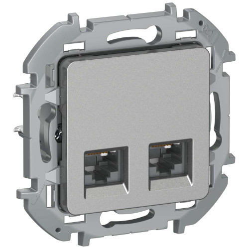 IEKINSPIRIA Розетка компьютерная двойная RJ45 категория 5Е UTP 6738371 алюминий IEK