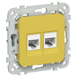 FLITE Розетка 2-местная компьютерная RJ45 категория 5Е UTP РК5е-2-0-ФлЖК желтый карри IEK