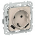 FLITE Розетка 1-местная с заземлением с защитными шторками 16А с USB A+A 3,1А безвинтовое крепление РСЮша11-1-ФлЛ льняной IEK
