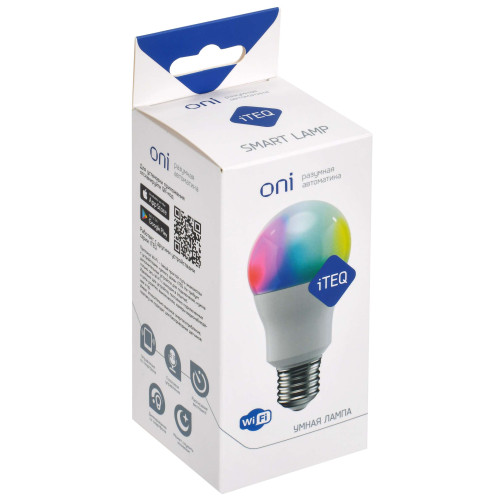 iTEQ SMART-лампа светодиодная с матовой колбой А60 9,4Вт W+RGB с поддержкой протоколов WIFI+BLE E27 230В ONI