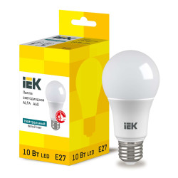 Лампа светодиодная ALFA A60 груша 10Вт 230В 4000К E27 (6шт) IEK