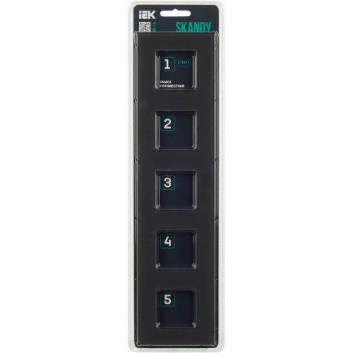 SKANDY Рамка 5-местная SK-F25G стекло графит IEK