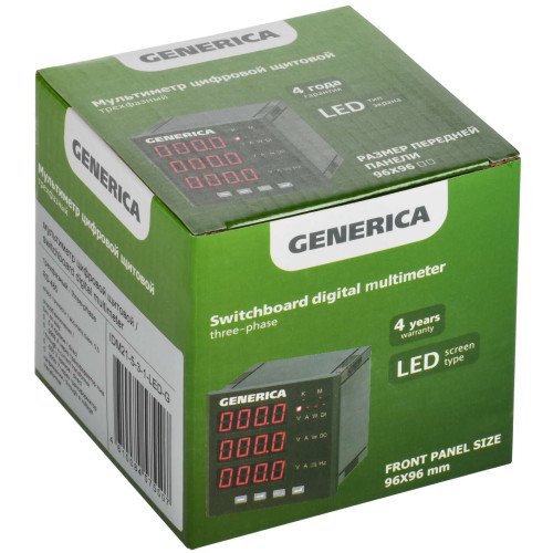 Мультиметр цифровой щитовой трехфазный RS-485 96х96мм LED GENERICA