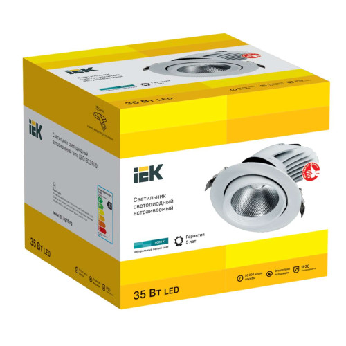 PRO Светильник светодиодный поворотный ДВО 1822 35Вт 4000К IP20 круг белый IEK