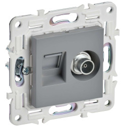 SKANDY Розетка двойная TV+RJ11 SK-A16Gr серый IEK