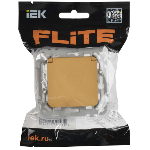 FLITE Розетка с заземлением с защитными шторками и крышкой безвинтовое крепление 16А IP44 РСшкр11-1-44-ФлШм шамуа IEK
