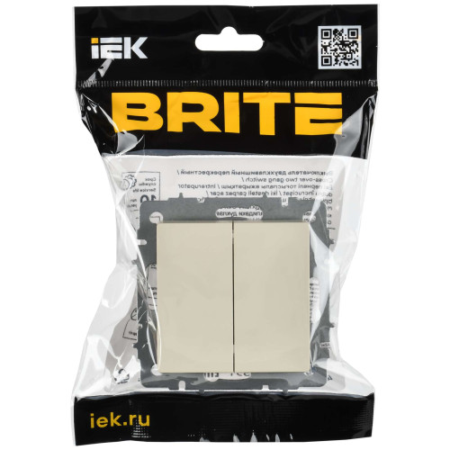 BRITE Выключатель 2-клавишный перекрестный 10А ВС10-2-3-БрКр бежевый IEK