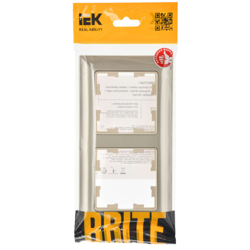 BRITE Рамка 2-местная РУ-2-Бр бежевый/шампань IEK