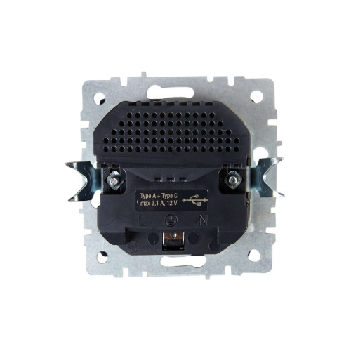 BRITE Розетка 1-местная с заземлением с защитными шторками 16А с USB A+C 18Вт РЮш11-1-БрМ маренго IEK