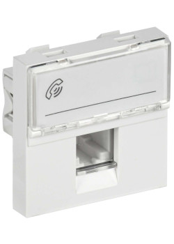 Розетка телефонная РКФ-20-00-П RJ-11 кат.3 (на 2 модуля) ПРАЙМЕР белая IEK
