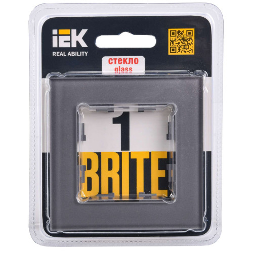 BRITE Рамка 1 -местная РУ-1-2-БрСе стекло серый IEK