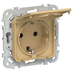 FLITE Розетка с заземлением с защитными шторками и крышкой 16А IP44 РСшкр11-0-44-ФлШм шамуа IEK