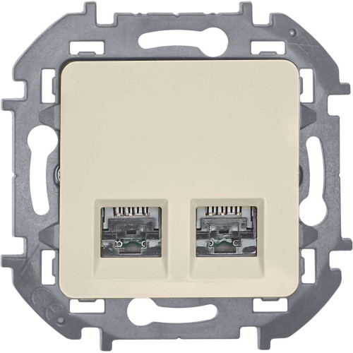 INSPIRIA Розетка компьютерная двойная RJ45 категория 5Е UTP слоновая кость