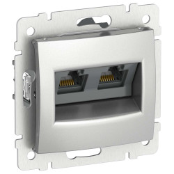 IEKVALENA Розетка компьютерная двойная RJ45 категория 5Е UTP 6902311 алюминий IEK