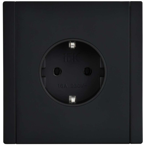 FORTE&PIANO Розетка 1-местная с заземлением без защитных шторок безвинтовое крепление 16А FP114M металл черный IEK
