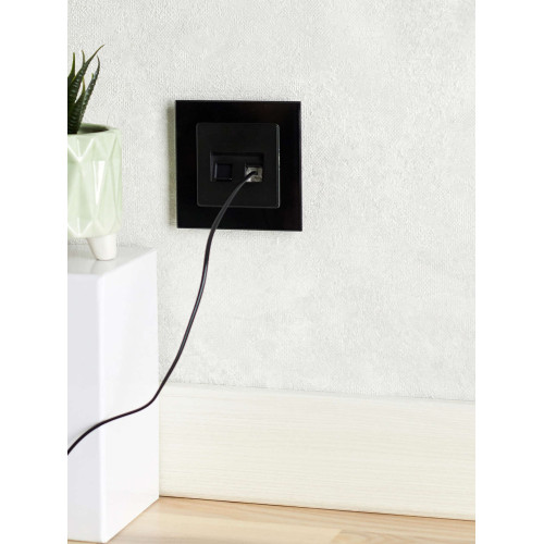 BRITE Розетка двойная RJ11+RJ45 кат.5E РК/Т12-БрЧ черный IEK
