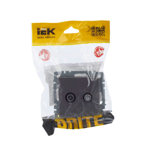 BRITE Розетка двойная TV+SAT РТВ/РСп12-БрС сталь IEK