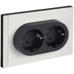 FORTE&PIANO Розетка 2-местная с заземлением с защитными шторками безвинтовое крепление 16А FP223M металл белый IEK