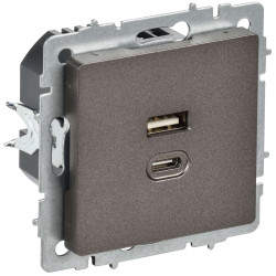 BRITE Розетка USB A+C 45Вт высокоскоростная зарядка РЮ11-2-БрТБ темная бронза IEK