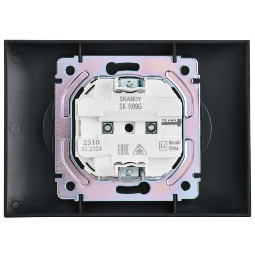 SKANDY Розетка 2-местная без заземления с защитными шторками 10А в сборе SK-R09G графит IEK