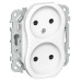 FLITE Розетка 2-местная без заземления с защитными шторками безвинтовое крепление 10А РСш02-1-ФлБ белый IEK