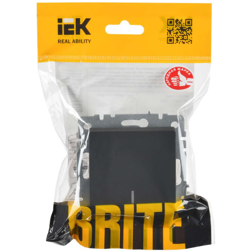 BRITE Выключатель 1-клавишный проходной с индикацией 10А ВС10-1-7-БрГ графит IEK