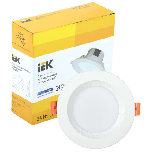 Светильник светодиодный ДВО 1704 белый круг 24Вт 6500K IP40 IEK