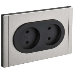 FORTE&PIANO Розетка 2-местная без заземления с защитными шторками безвинтовое крепление 10А FP725M металл никель IEK