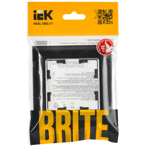 BRITE Рамка 1-местная РУ-1-Бр хром/черный IEK