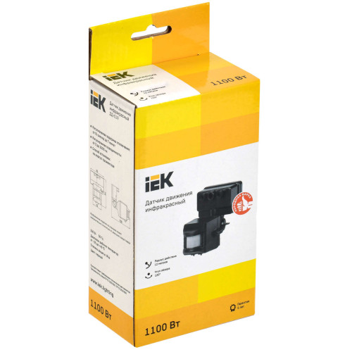 Датчик движения ДД-019 1100Вт 120град 12м IP44 черный IEK