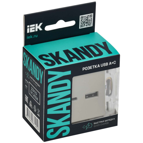 SKANDY Розетка USB A+C 18Вт SK-R13B бежевый IEK