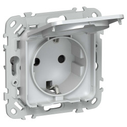 FLITE Розетка с заземлением с защитными шторками и крышкой 16А IP44 РСшкр11-0-44-ФлЖ жемчуг IEK