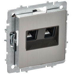 BRITE Розетка компьютерная двойная RJ45 кат.5E РК10-2-БрГН металл хром/никель IEK