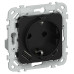 FLITE Розетка 1-местная с заземлением с защитными шторками 16А с USB A+C 20Вт РСЮшс11-0-ФлЧ черный IEK
