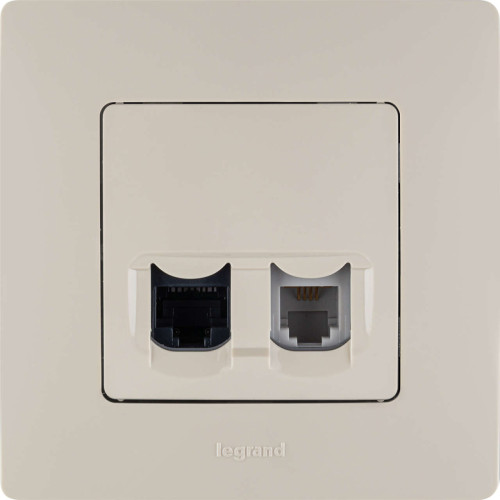 ETIKA Розетка двойная RJ11+RJ45 кат.5E UTP слоновая кость