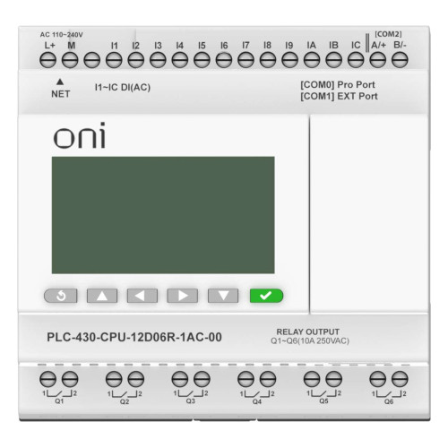 ПЛК 430 Модуль ЦПУ 12 DI 6 RO 220В AC с Ethernet портом с экраном ONI
