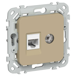 FLITE Розетка 2-местная RJ45/TV категория 5Е UTP РКТВ5е-2-0-ФлХ хаки IEK