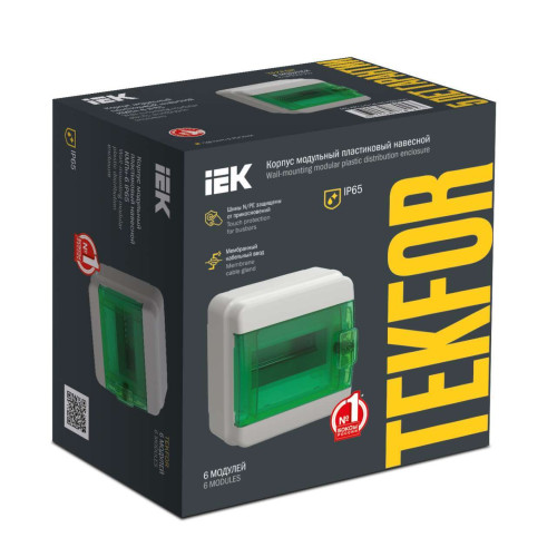 TEKFOR Корпус пластиковый КМПн-6 IP65 зеленая прозрачная дверь IEK
