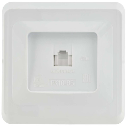 VEGA Розетка 1-местная компьютерная RJ45 кат.5е РК10-ВБ белый IEK